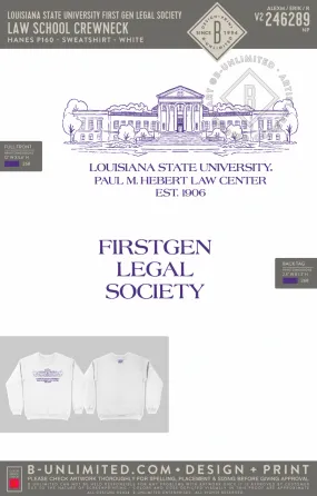 Louisiana State University First Gen Legal Society - Law School crewneck - Hanes - P160 - Sweatshirt - White