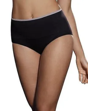 Hanes Super Smooth Wide Waist Brief Black Large Firm Control 0446