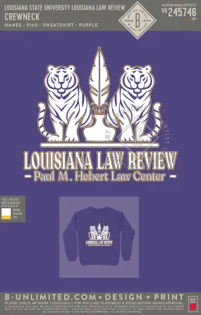 Louisiana State University Louisiana Law Review - Crewneck - Hanes - P160 - Sweatshirt - Purple