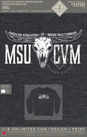 Mississippi State University American Association of Bovine Practitioners (AABP) - Skull - Hanes - F260 - Sweatshirt - Charcoal Heather