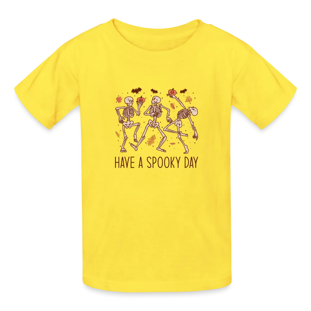 Youth 'Have a Spooky Day' Dancing Skeletons Hanes Tagless Tee: Groovy Bones for Your Little Ghoul