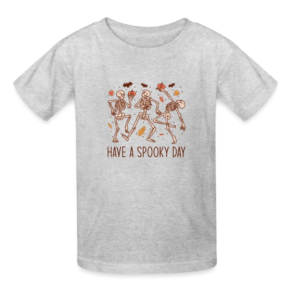 Youth 'Have a Spooky Day' Dancing Skeletons Hanes Tagless Tee: Groovy Bones for Your Little Ghoul