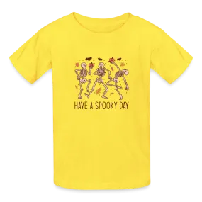 Youth 'Have a Spooky Day' Dancing Skeletons Hanes Tagless Tee: Groovy Bones for Your Little Ghoul