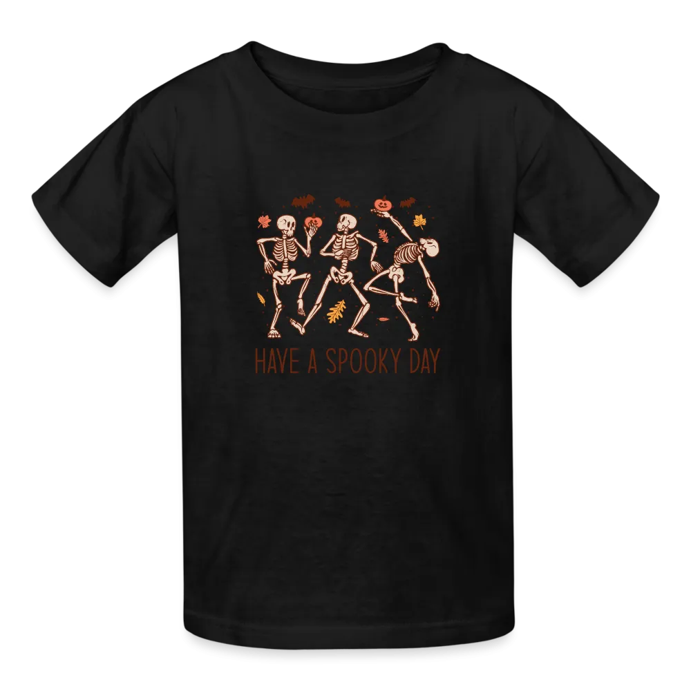 Youth 'Have a Spooky Day' Dancing Skeletons Hanes Tagless Tee: Groovy Bones for Your Little Ghoul